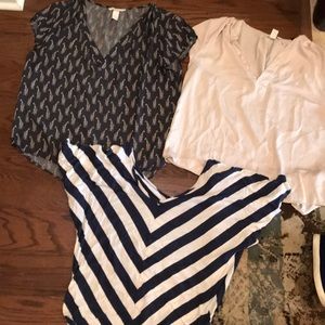 2 women’s size 14 HM silk shirts and L Old Navy.